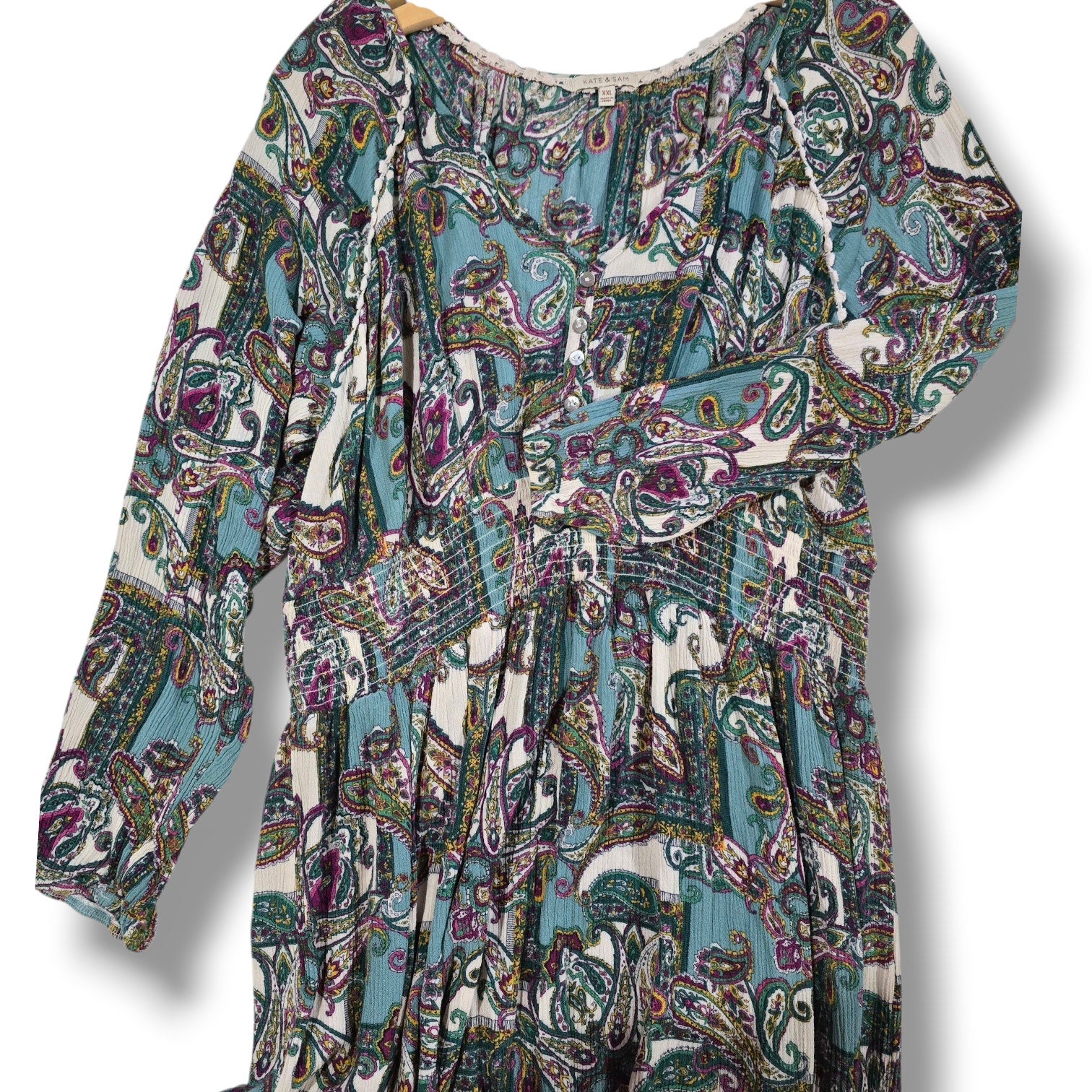 Kate & Sam Women’s Paisley Boho Midi Dress – Size XXL, gently used