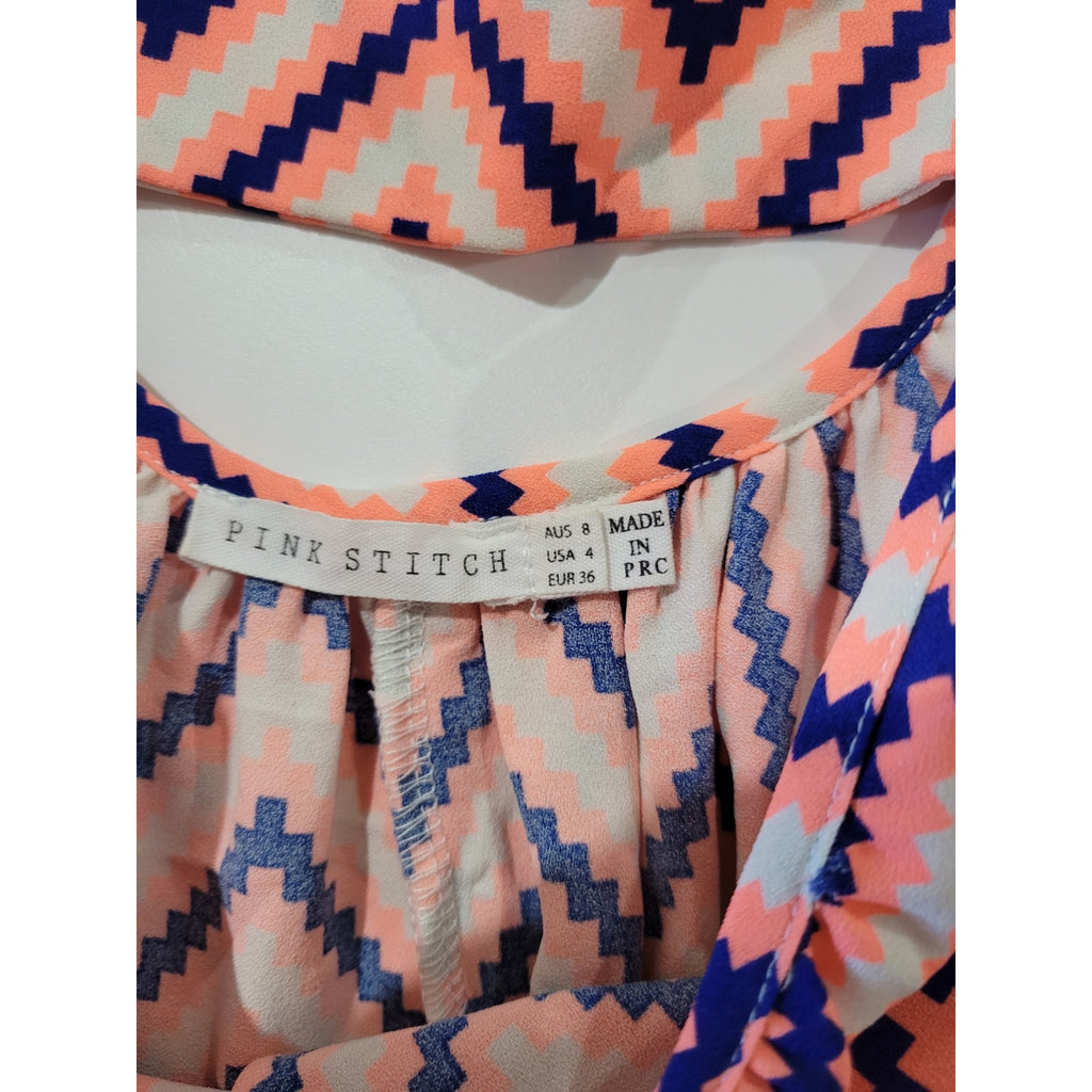 Pink Stitch Women’s Chevron Spaghetti Strap Maxi Dress size 4