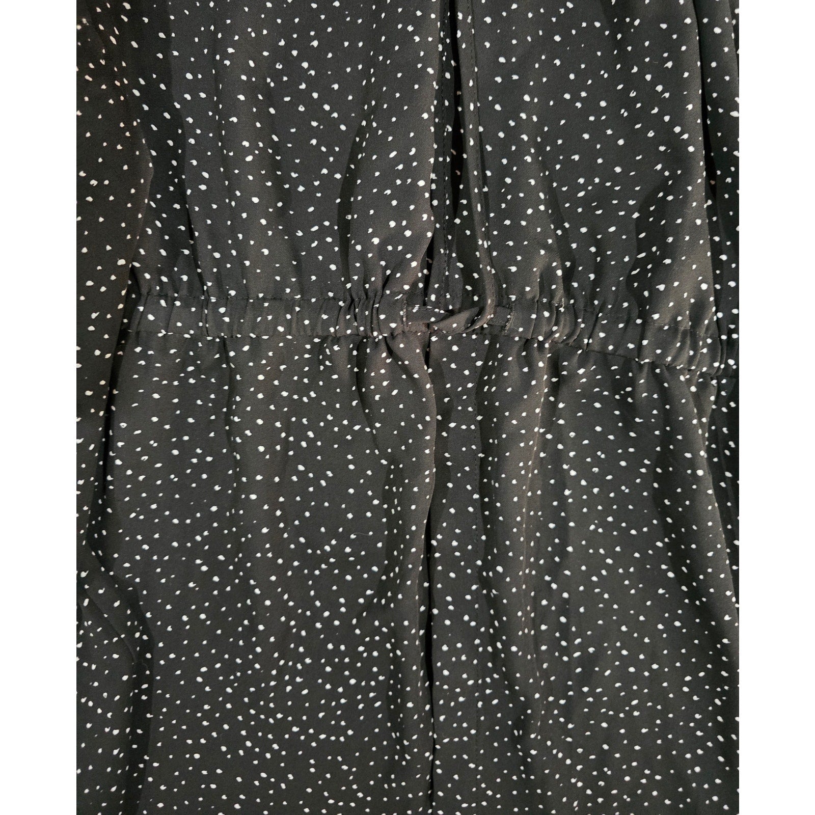 Hilary Radley Black White Abstract Dot Long Sleeve Dress S Faux Wrap