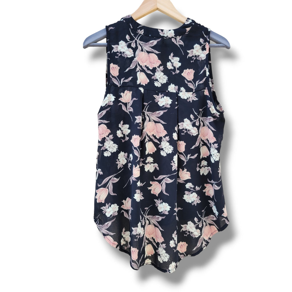 Sienna Sky Women’s Black Floral Sleeveless Blouse - Small Lightweight Top
