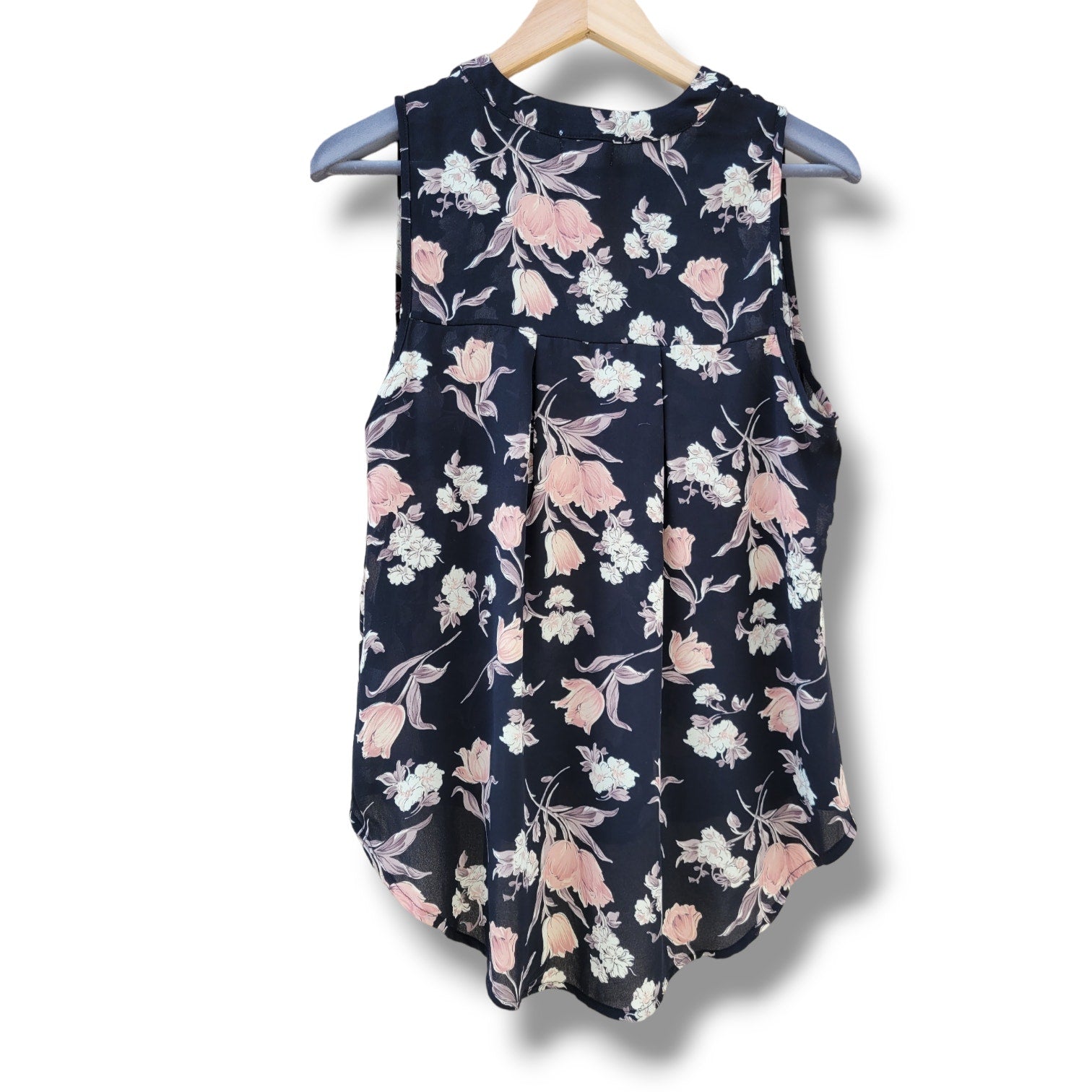 Sienna Sky Women’s Black Floral Sleeveless Blouse - Small Lightweight Top