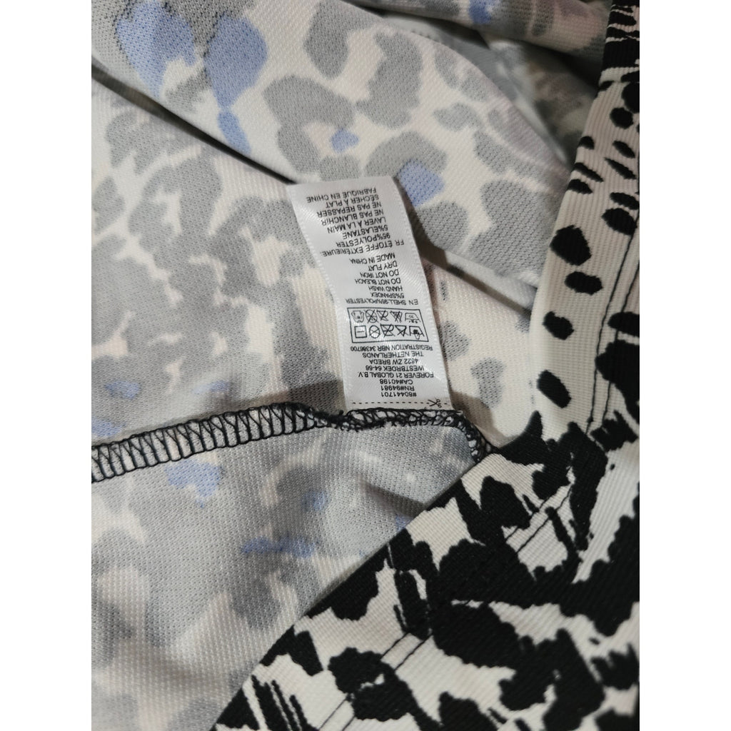 Forever 21 Womens Black White & Blue Animal Print 3/4 Sleeve Bodycon Dress Large