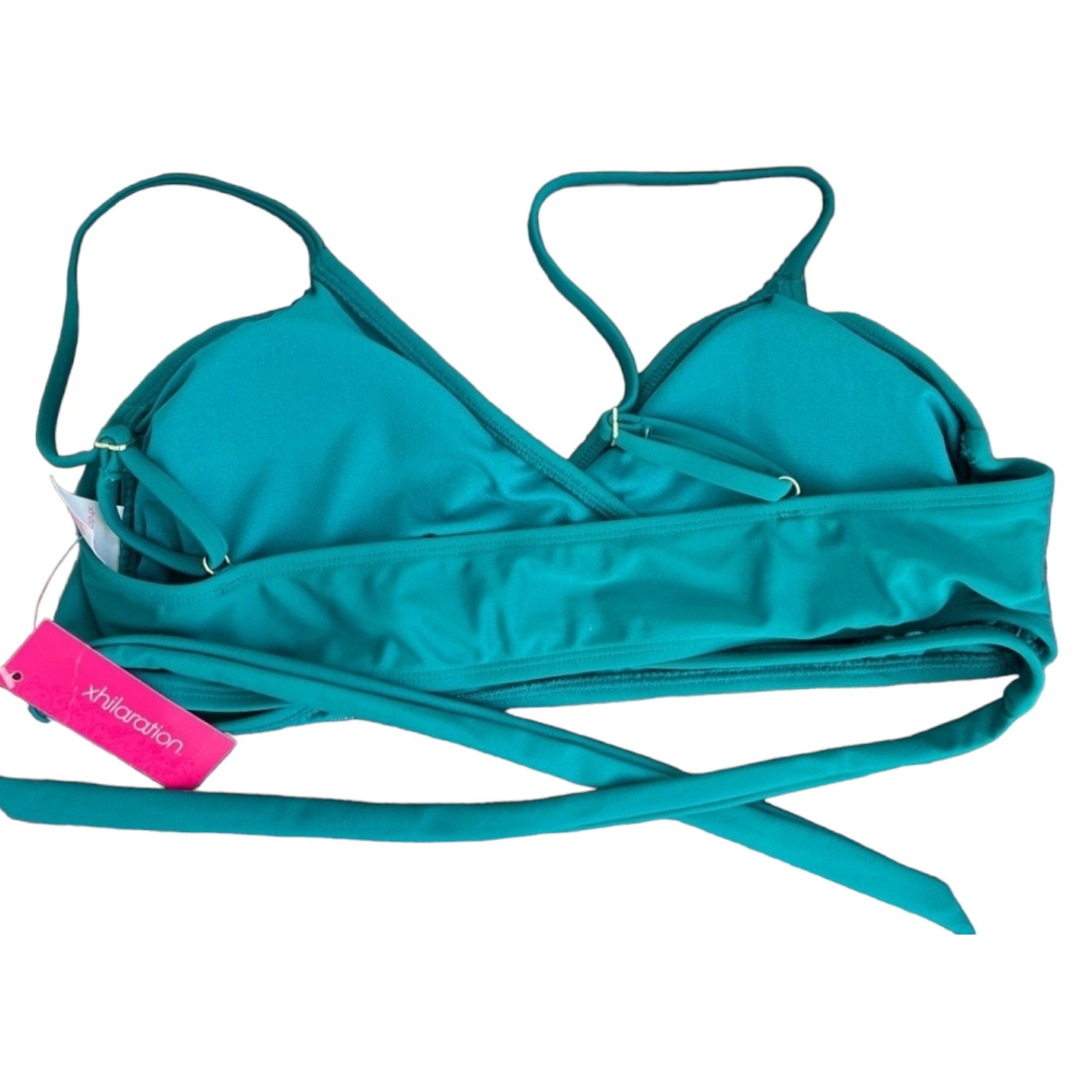 Xhilaration Juniors' Teal Wrap Front Swimwear Bralette Bikini Top