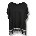 Mi Ami by Francesca’s Collection Black Fringe Poncho Blouse – Size Small