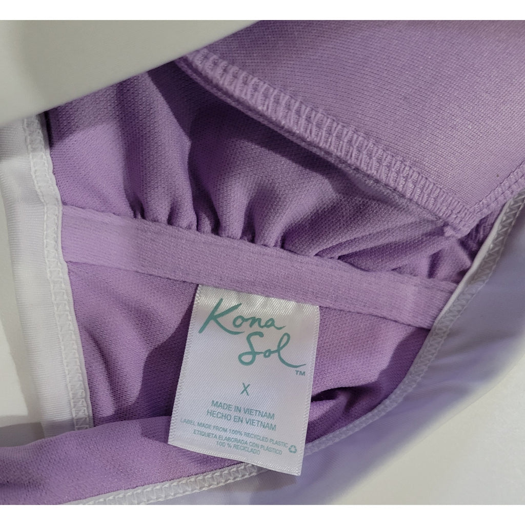 Kona Sol Plus Size Purple Terry Bandeau Bikini Top 14W NWOT