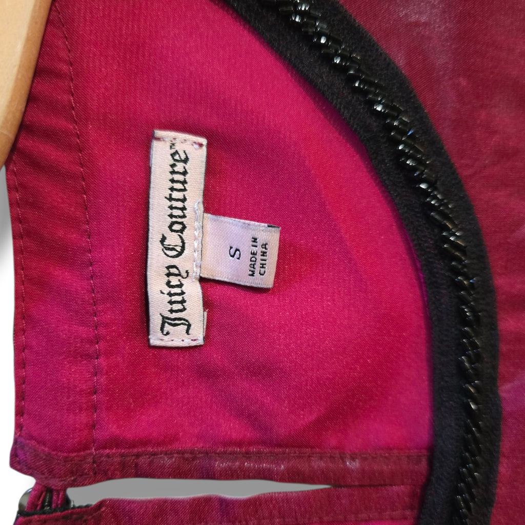 Juicy Couture Burgundy Sleeveless Peplum Top Small Satin Dressy Party Blouse