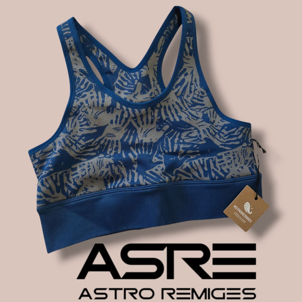 Astro Remiges Women’s High Impact Racerback Sports Bra – Asteroid Blue, Medium