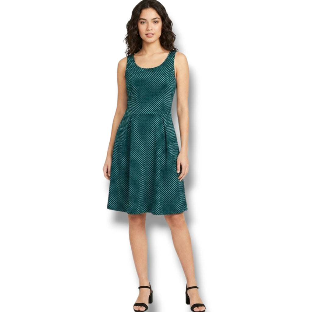 41 Hawthorn Women’s Black & Teal Polka Dot Sleeveless Fit & Flare Dress Small