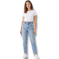 Rewind Women’s Blue Wash High Rise Mom Jeans Size 5/27 Juniors Distressed Denim