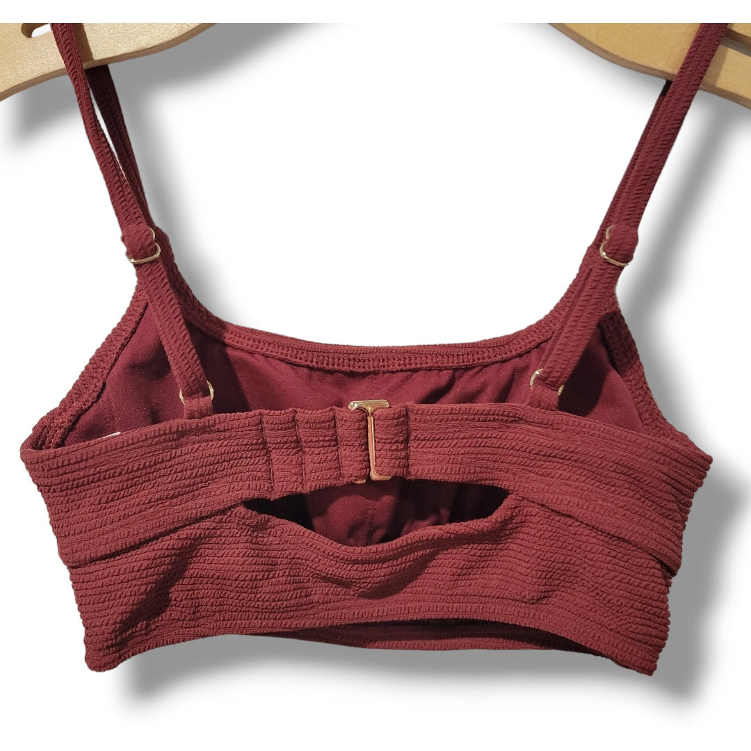 Xhilaration Juniors Ribbed Bralette Bikini Top XS Burgundy – New
