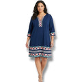 41 Hawthorn Women’s Navy Geometric Print 3/4 Sleeve Shift Dress – Size Medium