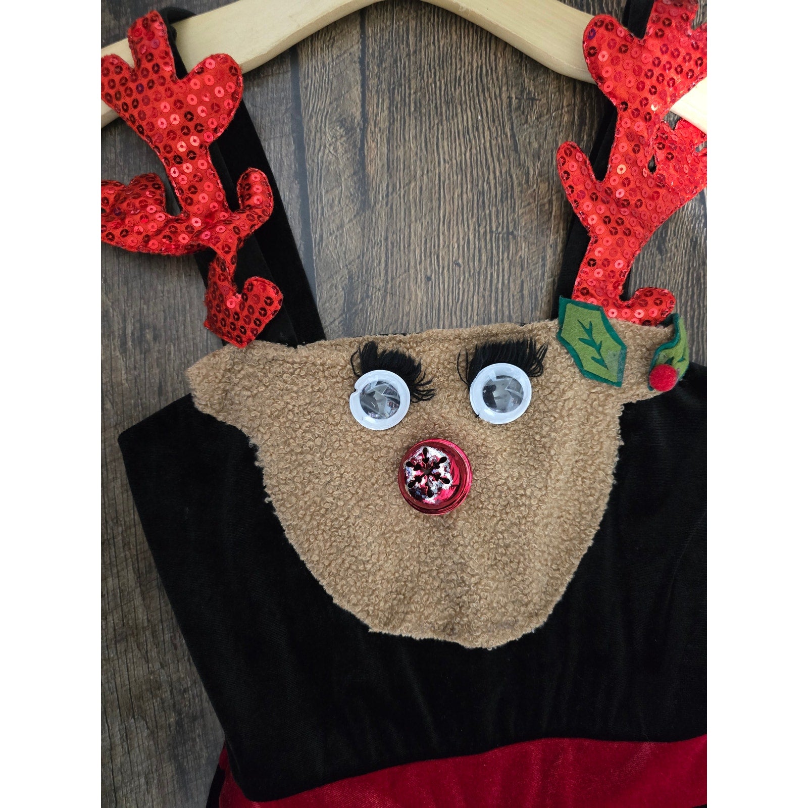 No Boundaries juniors Black Velvet Reindeer Christmas Jumpsuit