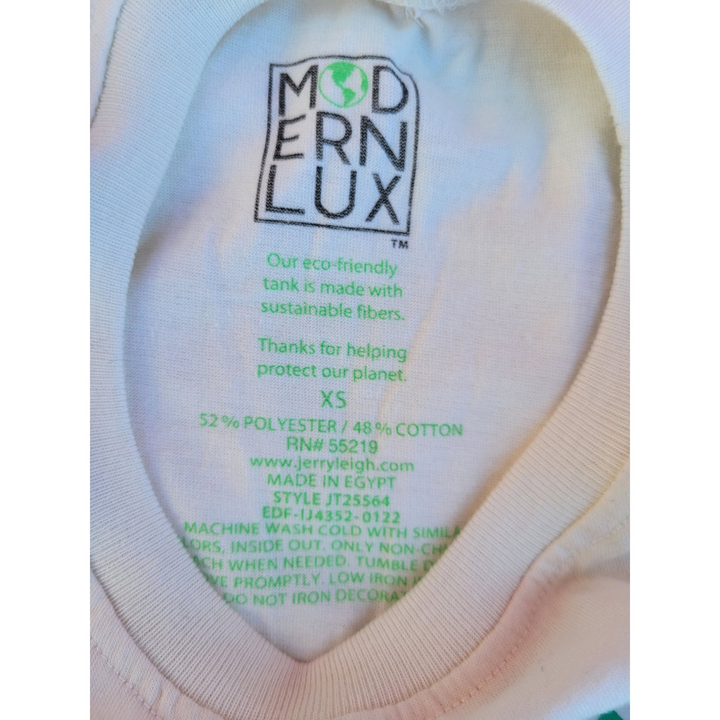 Modern Lux Eco Warrior Graphic Tank Top Women’s XS Cream Sleeveless NWOT