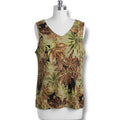 Avenue Women's Size 22/24 Green Brown Tropical Palm Leaf V-Neck Tank Top