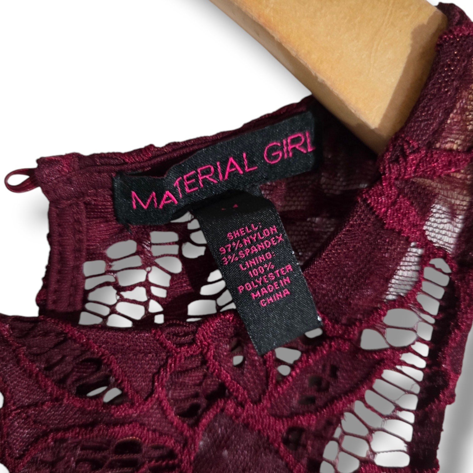 Madonna Material Girl Women’s Burgundy Lace Sleeveless Fit & Flare Dress Medium