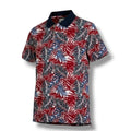 Goodfellow & Co Men’s Patriotic Tropical Floral Polo Shirt Red White Blue