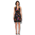Madden NYC's Juniors black floral semi-sheer Halter Dress - xs