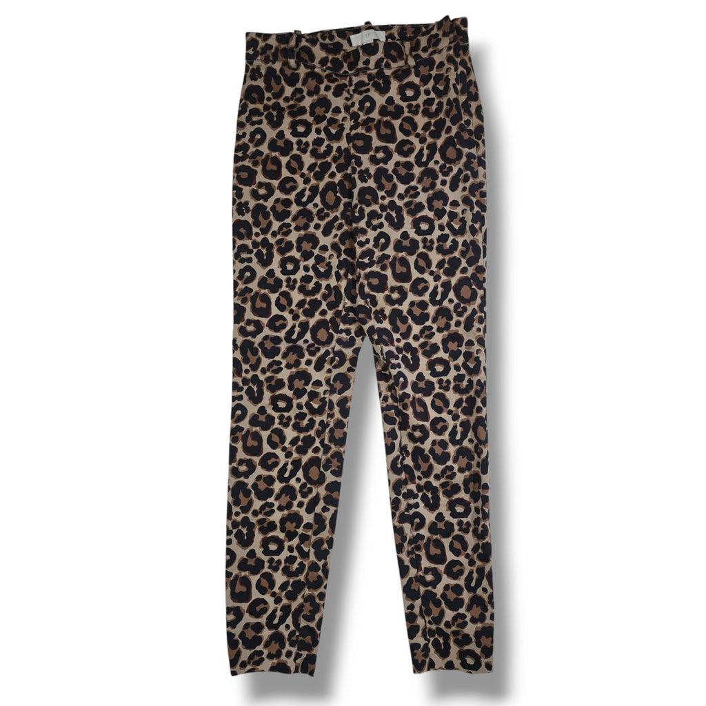 H&M women's brown animal leopard print skinny fit pants - size 2