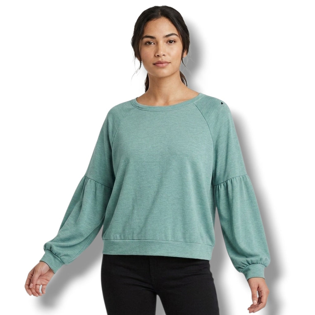 Knox Rose Balloon Sleeve Lightweight Sweatshirt – Seafoam Blue – XS, NWT