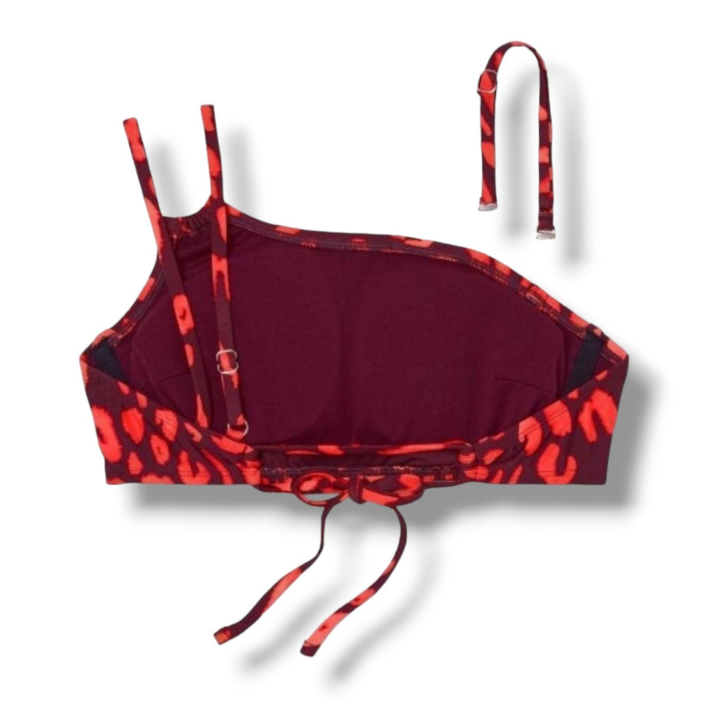 Shade & Shore Women’s Red Animal Print One Shoulder Bikini Top Small NWT