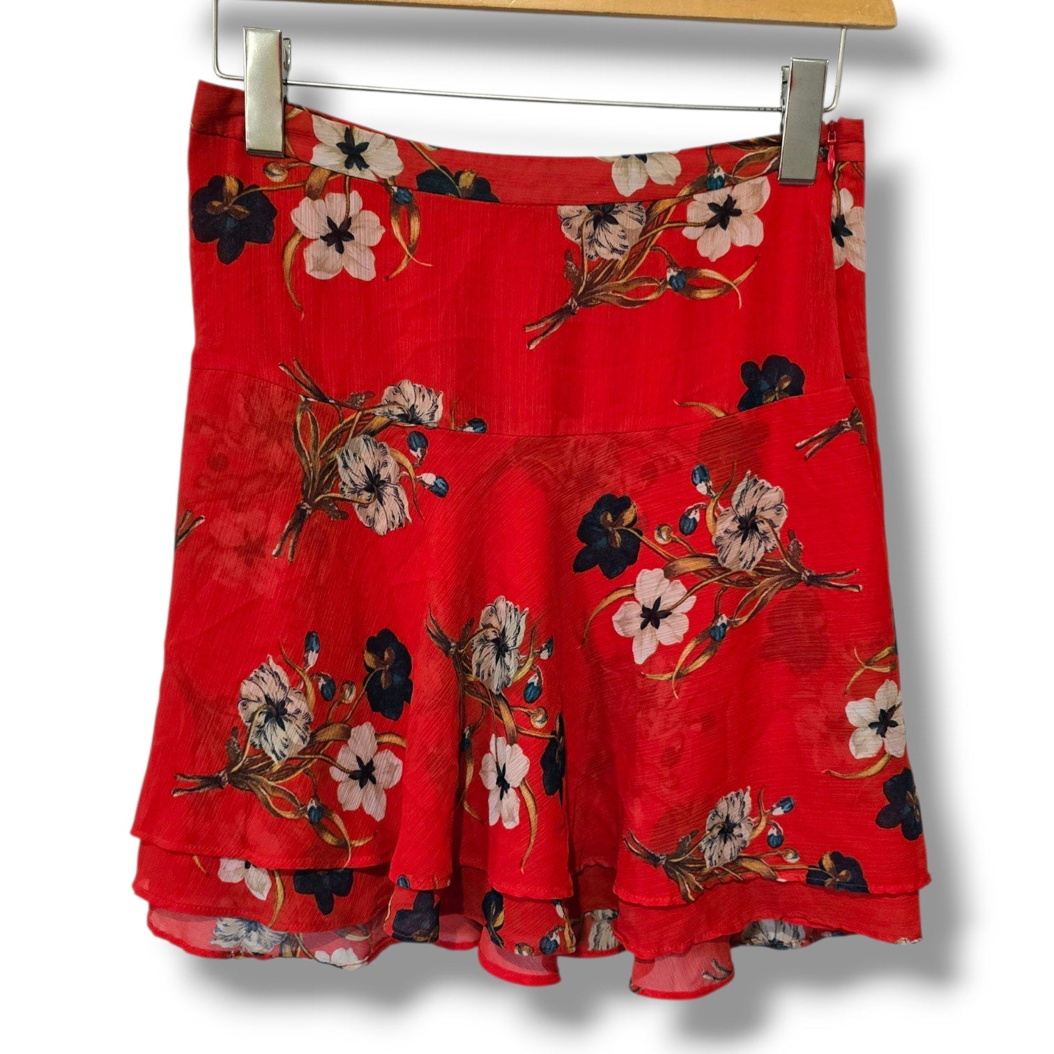 Old Navy Women’s Red Floral Layered Skirt Size 0 | Boho Summer
