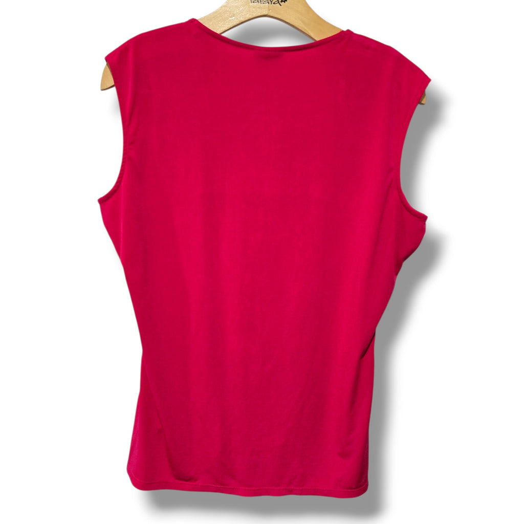 Jaclyn Smith Women’s Pink Ruched Front Sleeveless Top – Polyester Spandex Blend