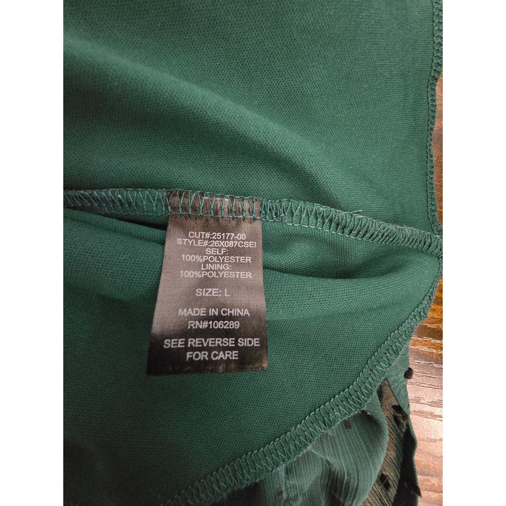 Trixxi Women's Size Large Emerald Green Swiss Dot Smocked Tiered Mini Dress