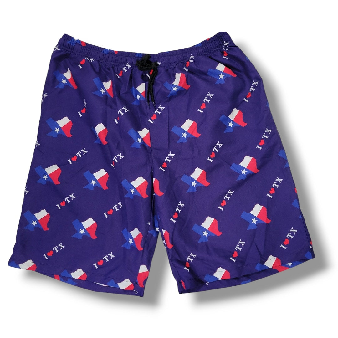 I Love Texas Men’s Quick Dry Swim Trunks – XXL, New Without Tags