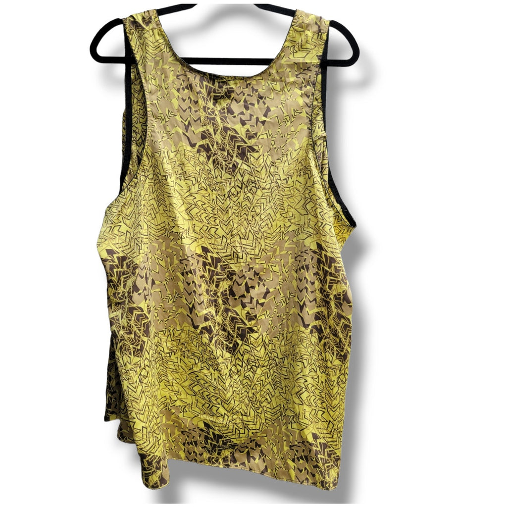 Beverly Drive Women’s Plus Size Yellow & Brown Sleeveless Tank Blouse- 24w/26w