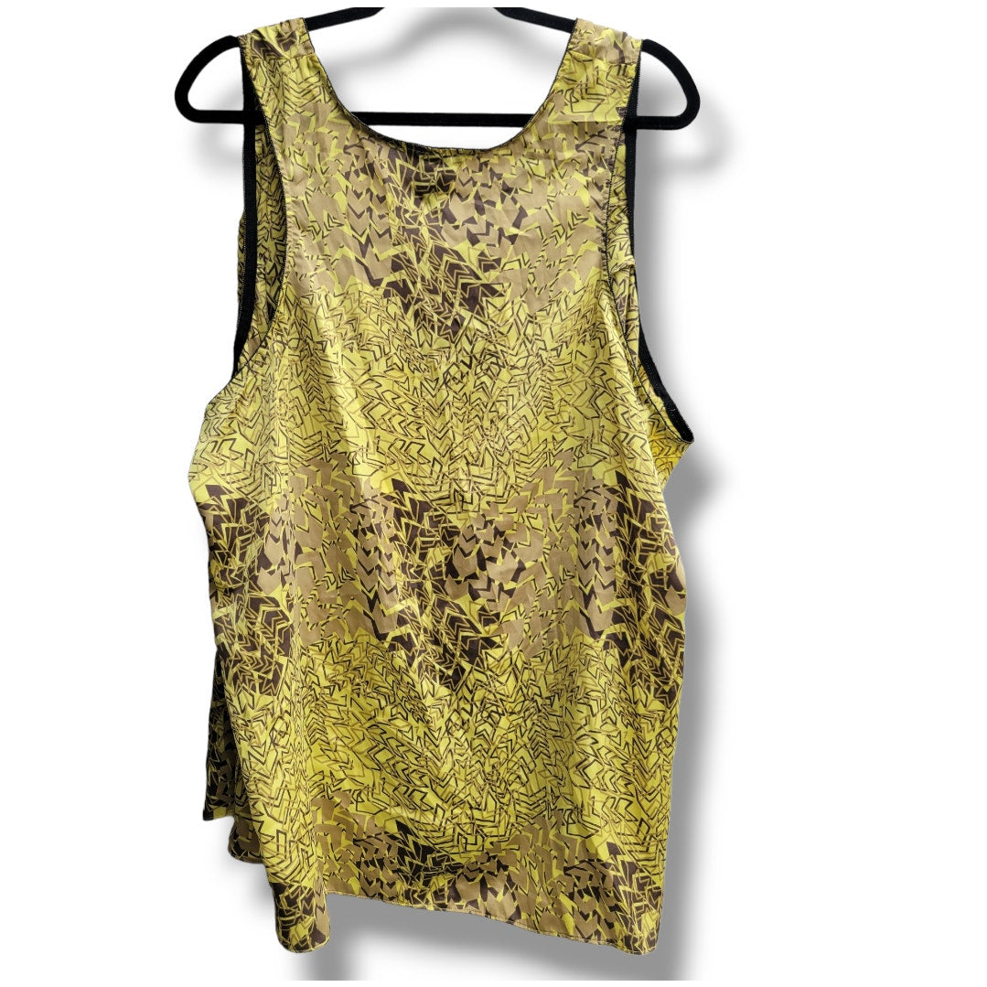 Beverly Drive Women’s Plus Size Yellow & Brown Sleeveless Tank Blouse- 24w/26w