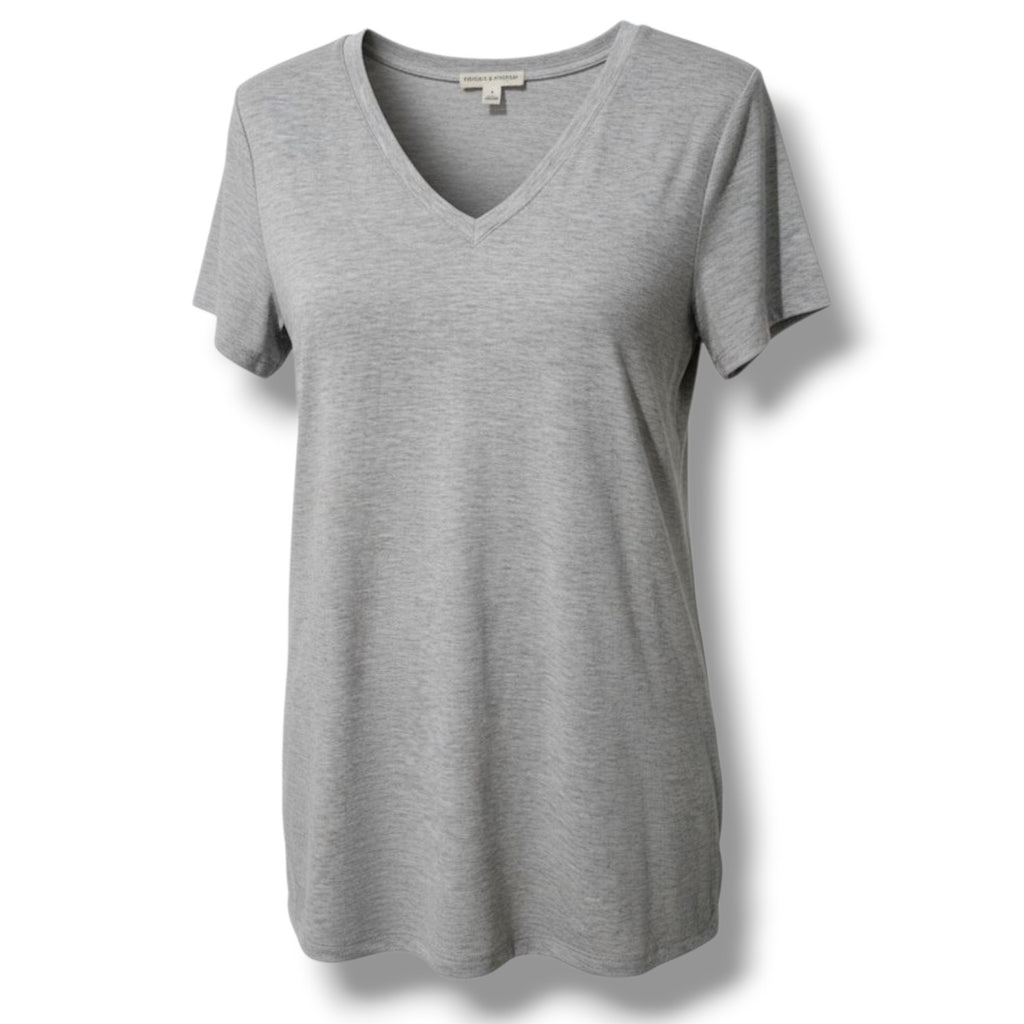 Zenana Outfitters Women’s Heather Gray V-Neck Tunic Top – Small, Rayon Spandex Blend