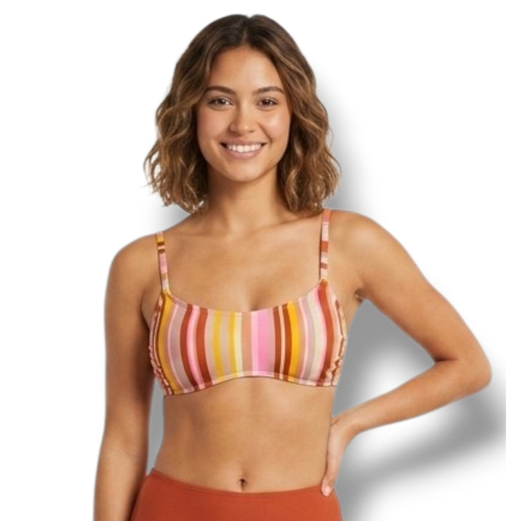 Xhilaration Juniors’ Multicolor Striped Scoopneck Bralette Bikini Top NEW