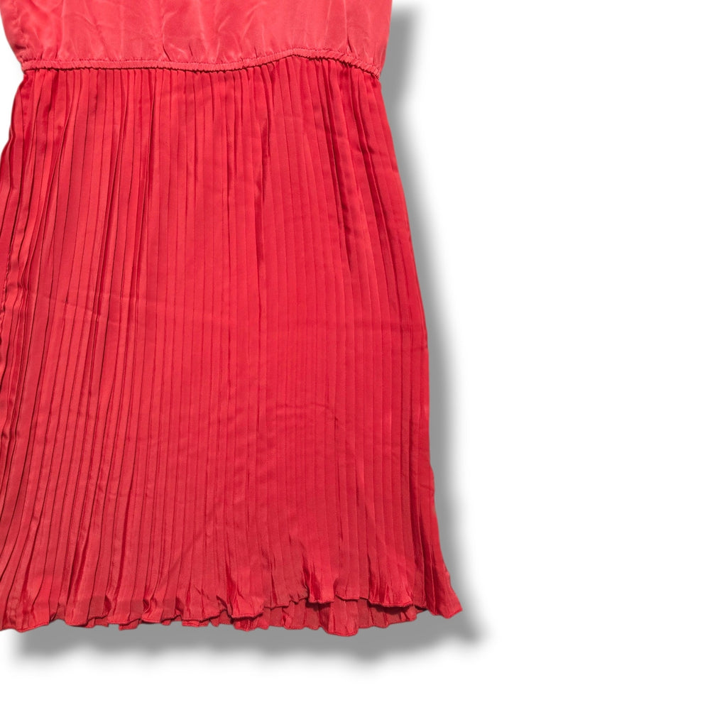Angie women's Coral Pleated Scoop-Neck Mini Dress Medium