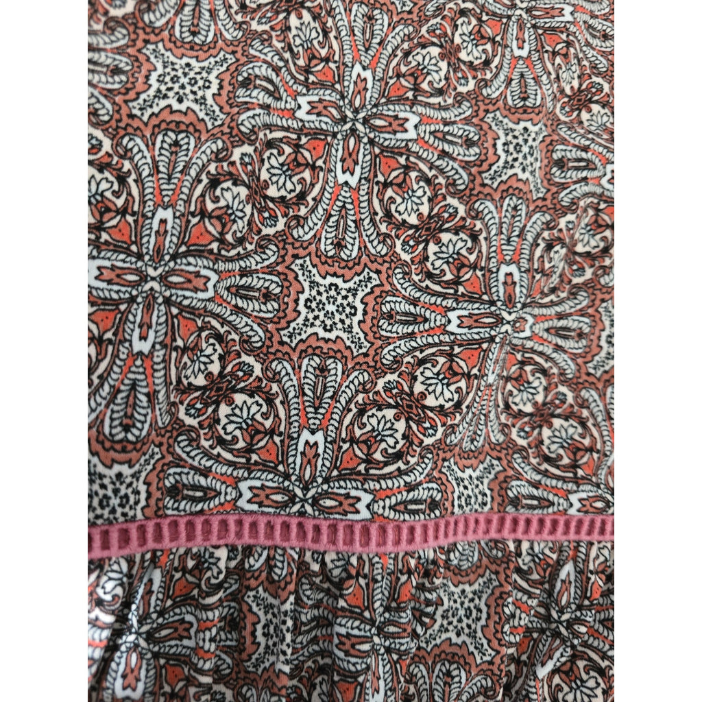 Terracotta women's Paisley Smocked-Accent Bell-Sleeve Blouse xl