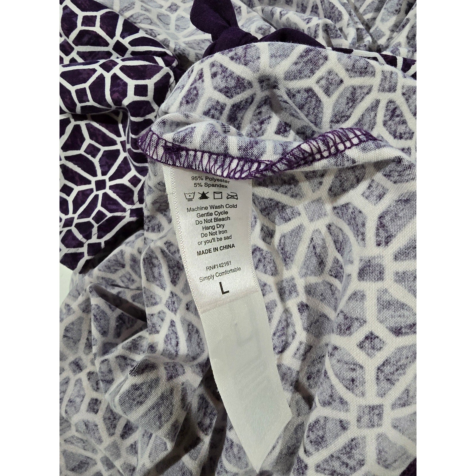 LuLaRoe Women’s Geometric Wrap Dress Purple White Size Large