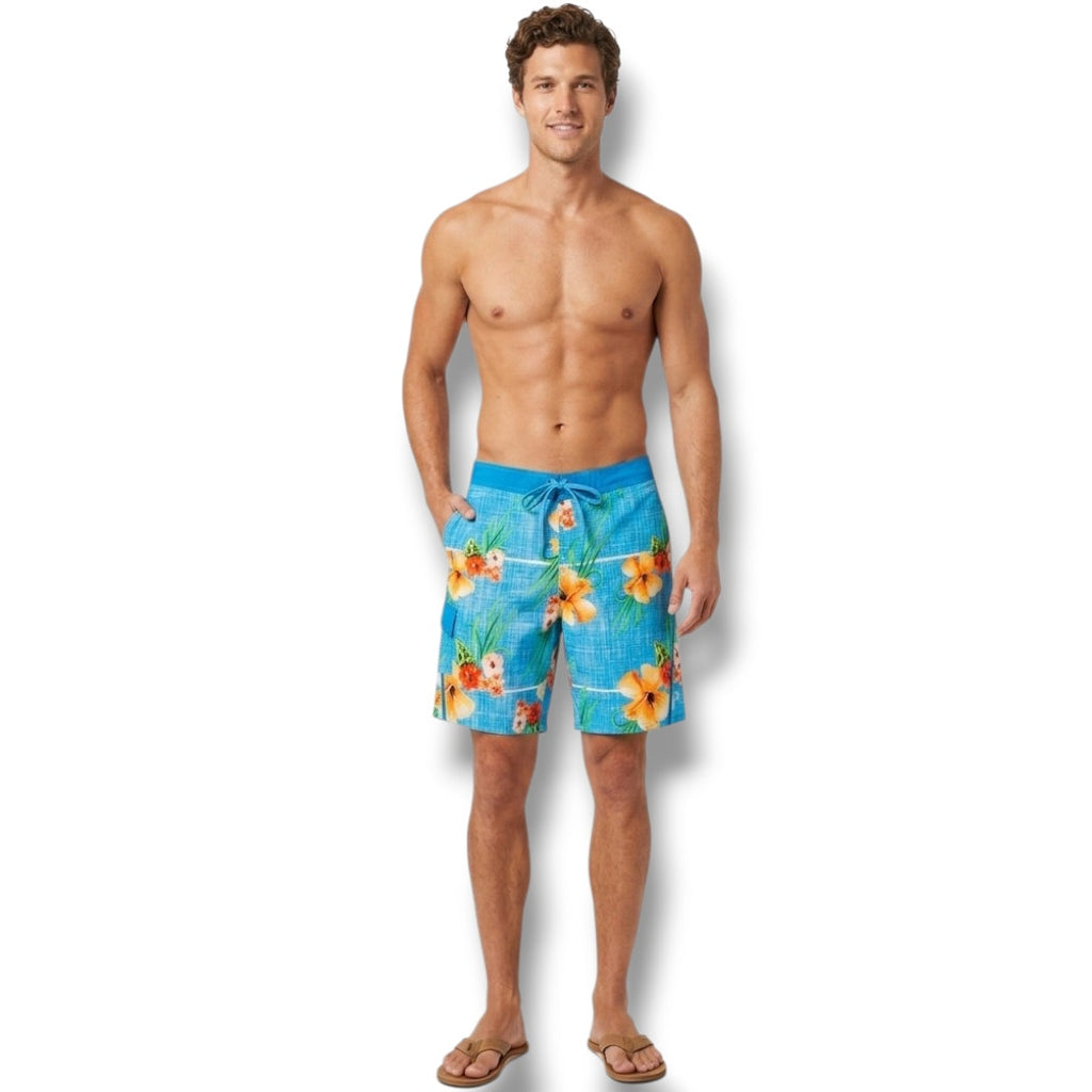 OP Ocean Pacific Men’s Blue Tropical Floral Swim Trunks - Medium