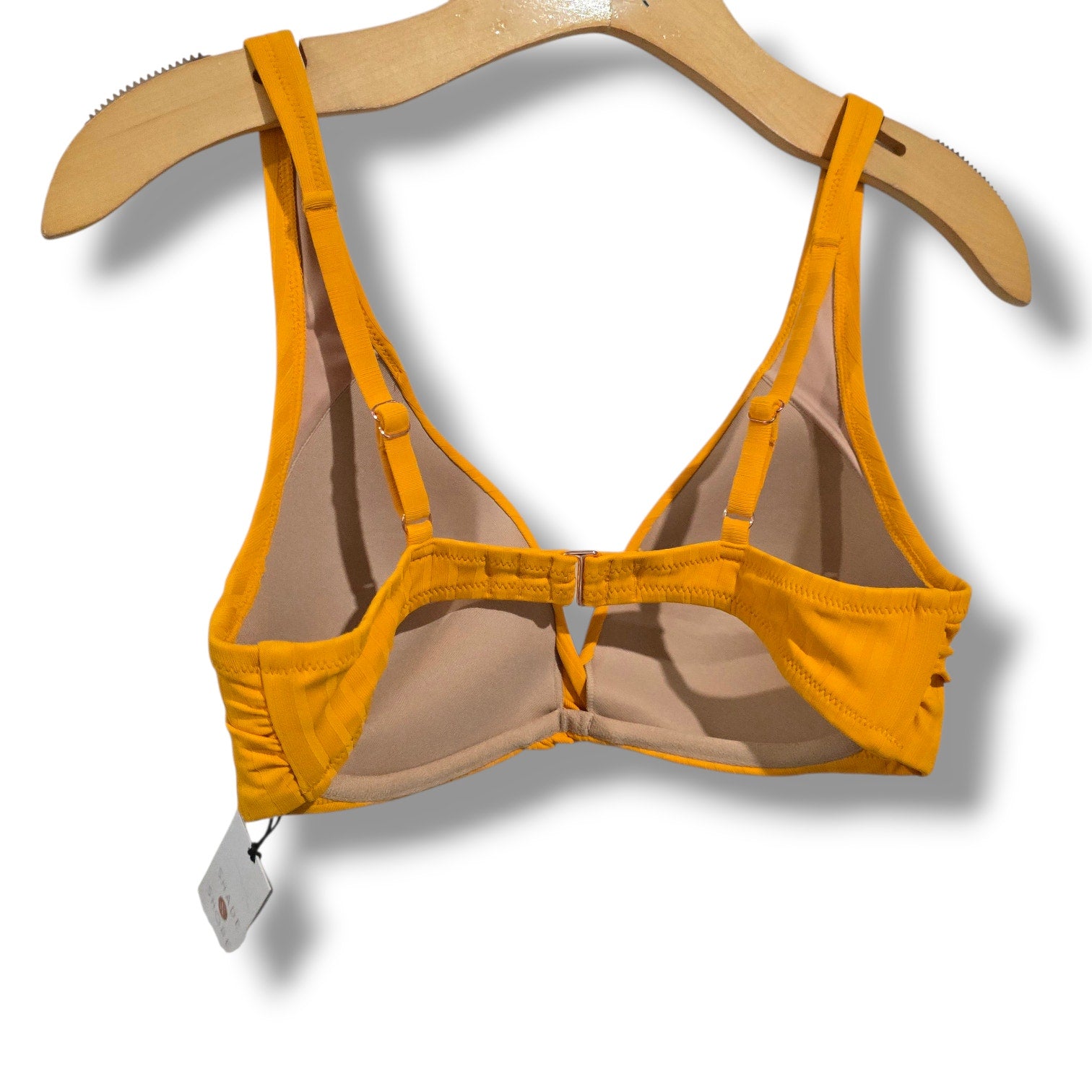 Shade & Shore Ribbed Mustard Yellow Underwire Bikini Top – 34D NWT