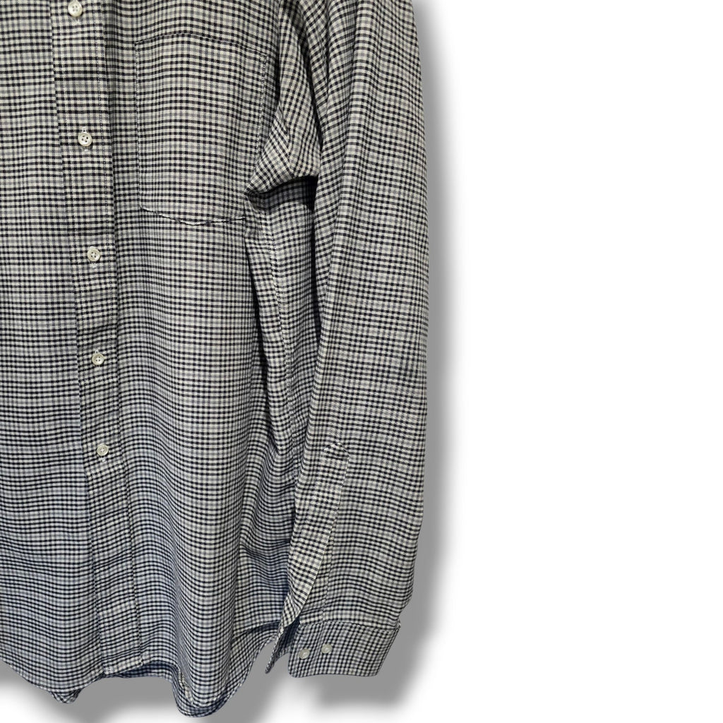 Arrow Dover Men’s Checkered Button-Down Shirt – Black & White, Size 16.5 (36/37)