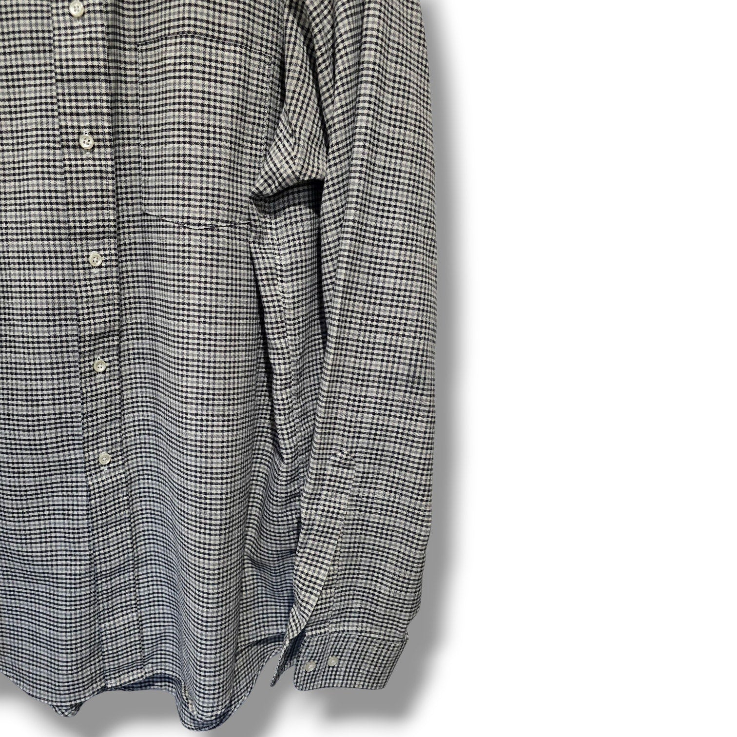 Arrow Dover Men’s Checkered Button-Down Shirt – Black & White, Size 16.5 (36/37)