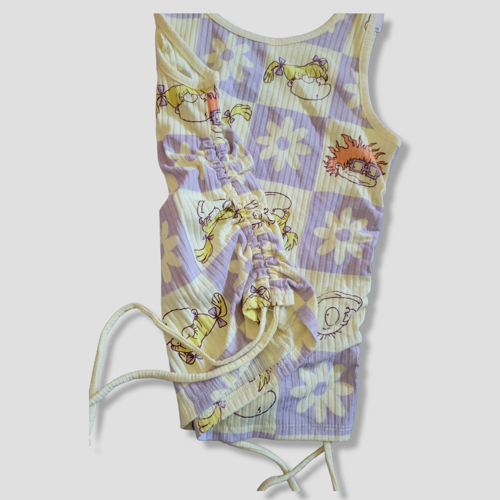 Nickelodeon Women’s Rugrats Graphic Ruched Tank Top - Yellow & Purple, New