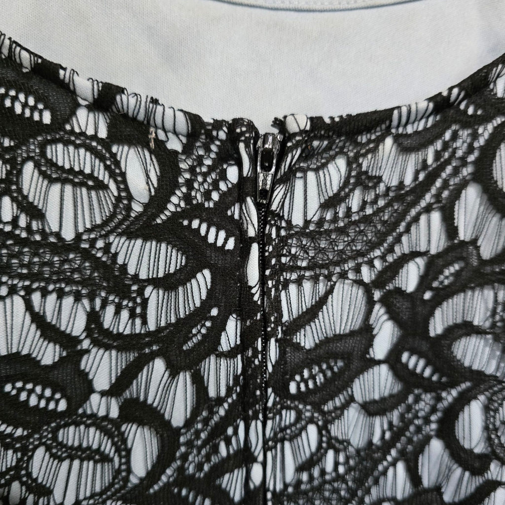 Three Pink Hearts Juniors Black Lace Fit & Flare Dress Blue Lining Size 7