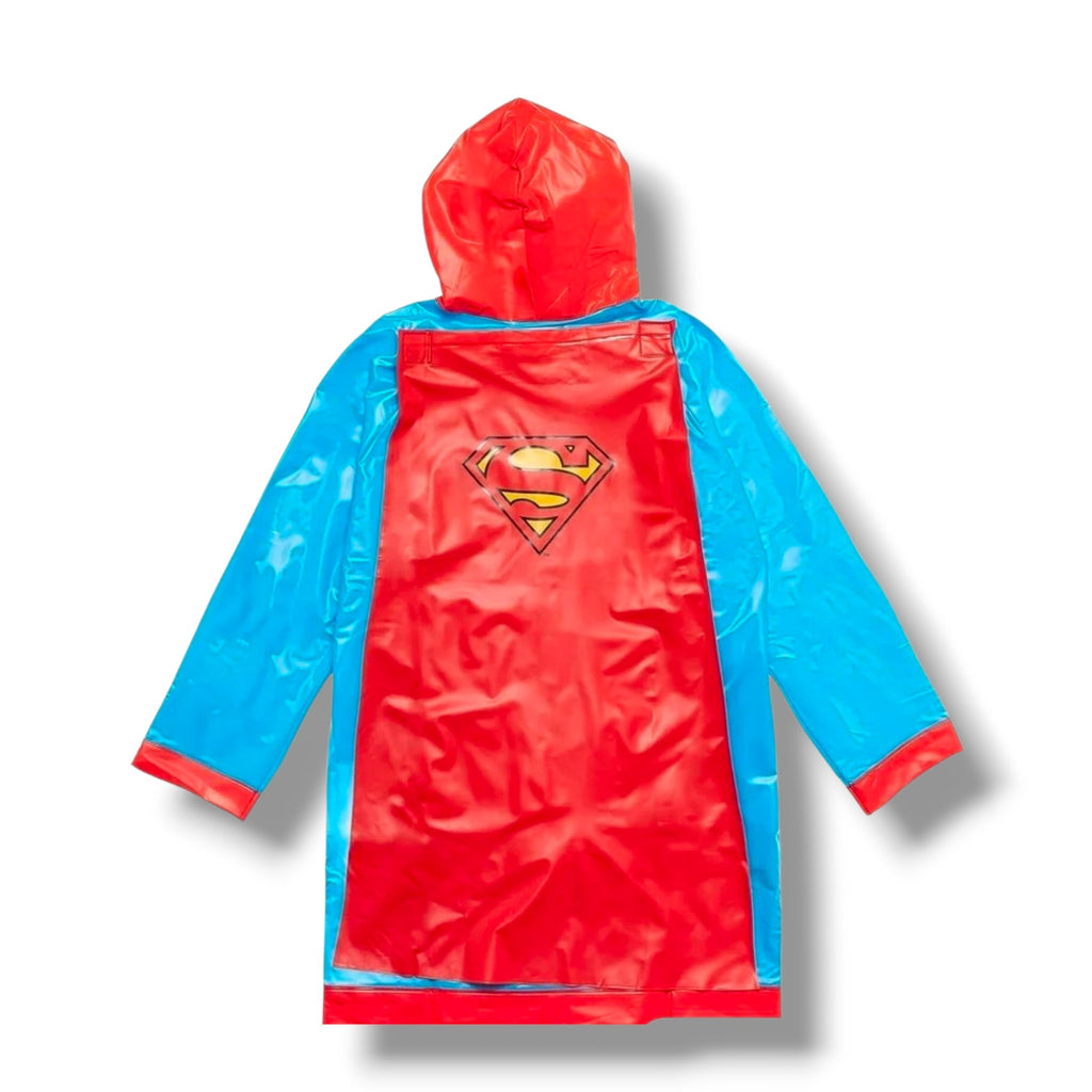 DC Comics Boys’ Superman Raincoat with Detachable Cape Size 7/8, Blue & Red New