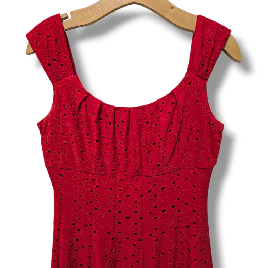 London Times Red Eyelet Sleeveless Fit & Flare Dress – Size 6