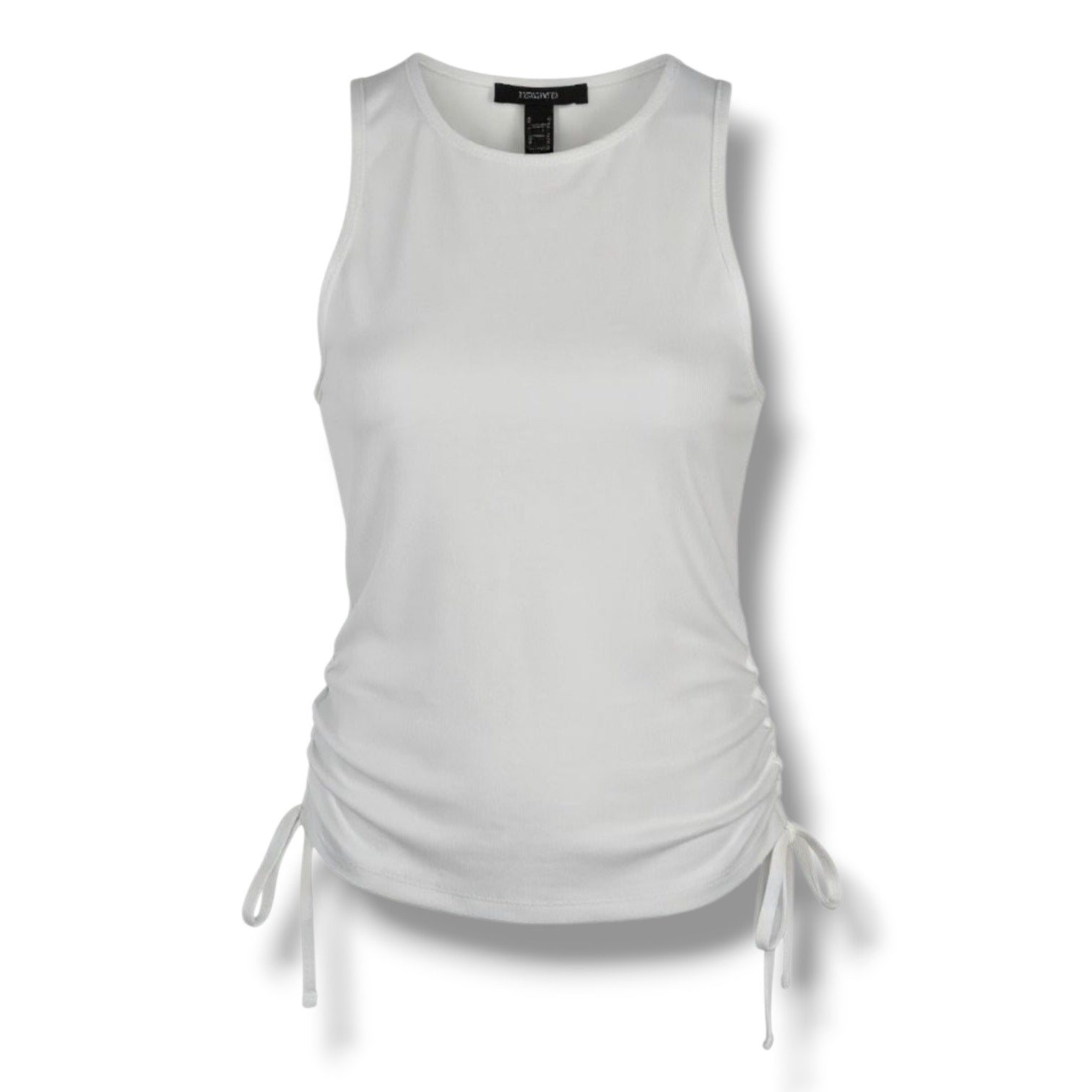 Forever 21 White Lace Up Ruched Tank Top Women’s Medium Stretch Sleeveless