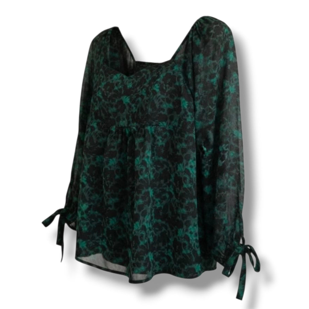 Isabel Maternity by Ingrid & Isabel Green Floral Long Sleeve Blouse xs maternity