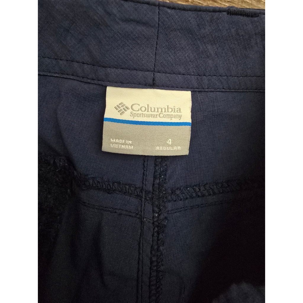 Columbia PFG Omni-Shade Navy Blue Convertible Roll-Up Hiking Fishing Pants 4 Reg