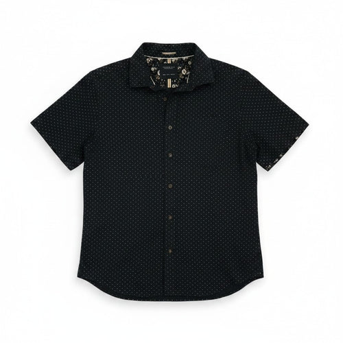 Cactus Man Ricky Singh Polka Dot Button Up Shirt Large Black Cotton