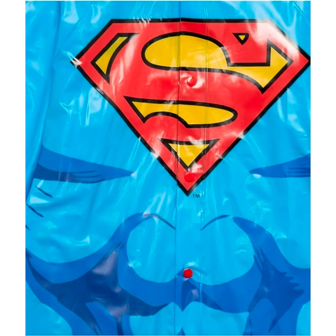 DC Comics Boys’ Superman Raincoat with Detachable Cape Size 7/8, Blue & Red New