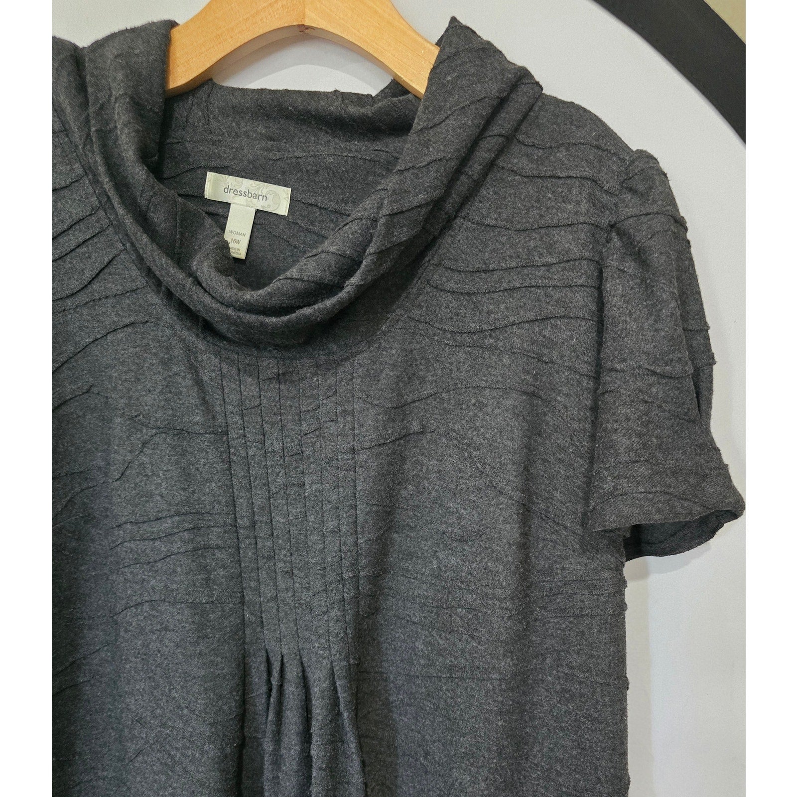 Dressbarn women’s Charcoal Grey Cowl Neck Knit Dress