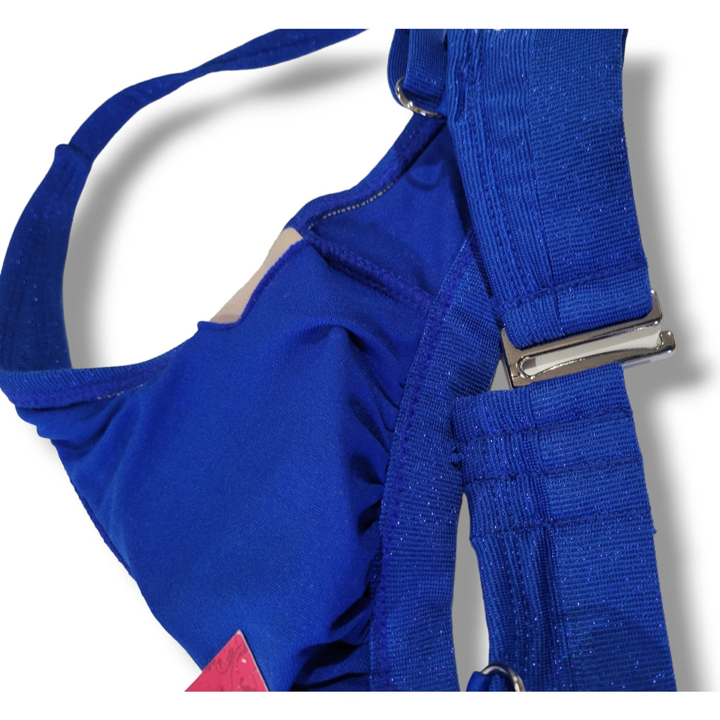Xhilaration Juniors’ Blue Metallic Bralette Bikini Top – XS, Spandex Blend, New